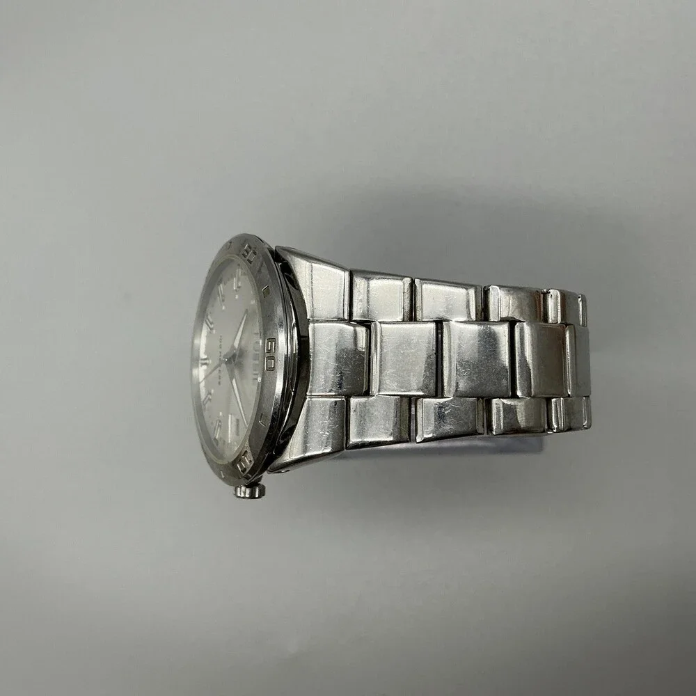 Fossil Blue Mens Watch 39mm Silver Tone Stainless Steel Date New Battery 6.5